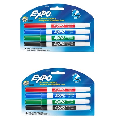 EXPO Dry Erase Markers Fine Point Nontoxic 4 Pack Assorted Colors 2 Pack Lot