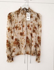 Zara Damen Bluse Blouse Floral Rüschen Victo...
