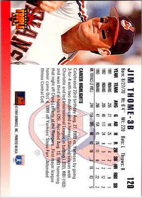 1994 Triple Play #120 Jim Thome baseball card 5DDDD | eBay