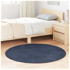 Image of Shaggy Rug Navy 120x120 cm 100% Polyester Non-Slip Plush High Pile Carpet Extra