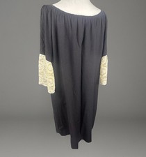 UMGEE Dress L Black Cotton Blend Boho Lace Crochet Gauzy Lined COMFY FLATTERING