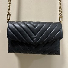 Quince Italian Leather Quilted Black Purse/Bag Crossbody Chain Quiet Luxury