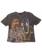 T-shirt donna Zara oversize grafica top UK 10 piccola grigio cotone BW03