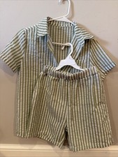 Boys Green And White Striped Summer Set Size 11