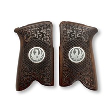 Zib Handmade Walnut/Beech Wood Grips for Ruger P85, P89/P90/P91, Flower Pattern