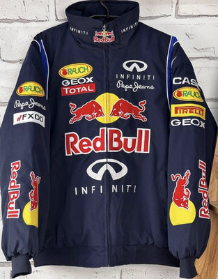 Red Bull Racing Formula 1 Team Jacket Navy Blue Sponsor Logos