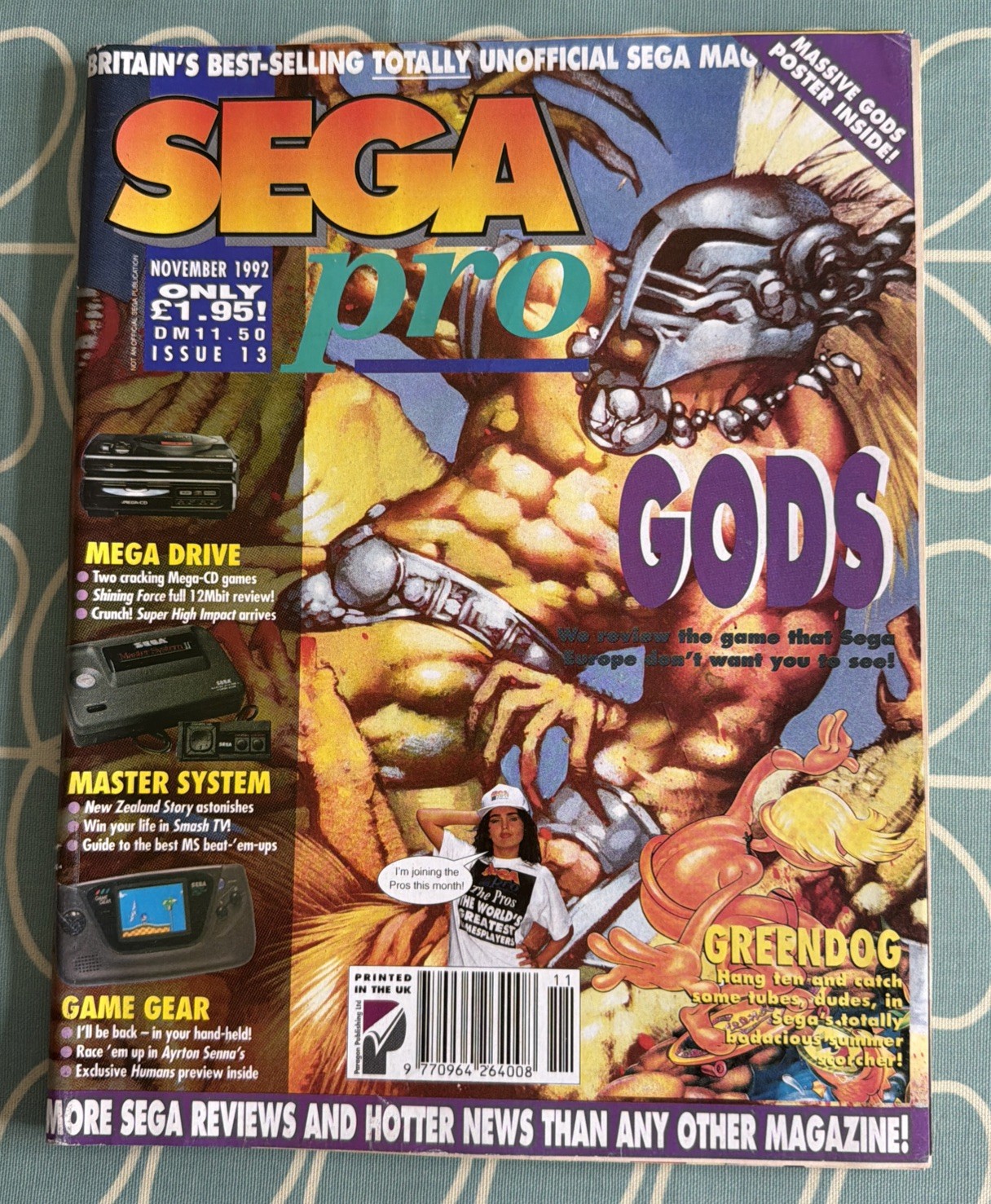 SEGA Pro Mega Drive Magazine #13 NOV 1992 MEGADRIVE - GODS Game gear Predator 2