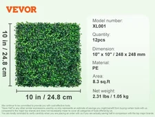 Succebuy 12PCS 10X10 in Artificial Boxwood Panels Boxwood Hedge Wall Mat Artific