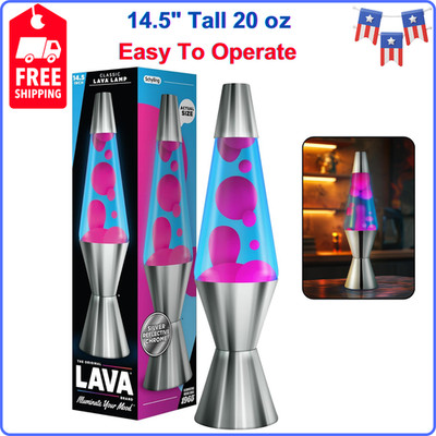 The Original Lava Lamp - 14.5'' Techno Chrome - Classic Liquid Motion Lamp, Blue