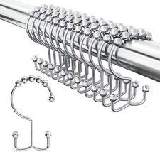 Rustproof Shower Curtain Hooks - 12PCS Stainless Steel Bathroom Rings-US