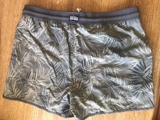 MEN'S SIZE 38 SWIM SHORTS TRUNKS GREEN FERN PRINT LINED-BRISIRA