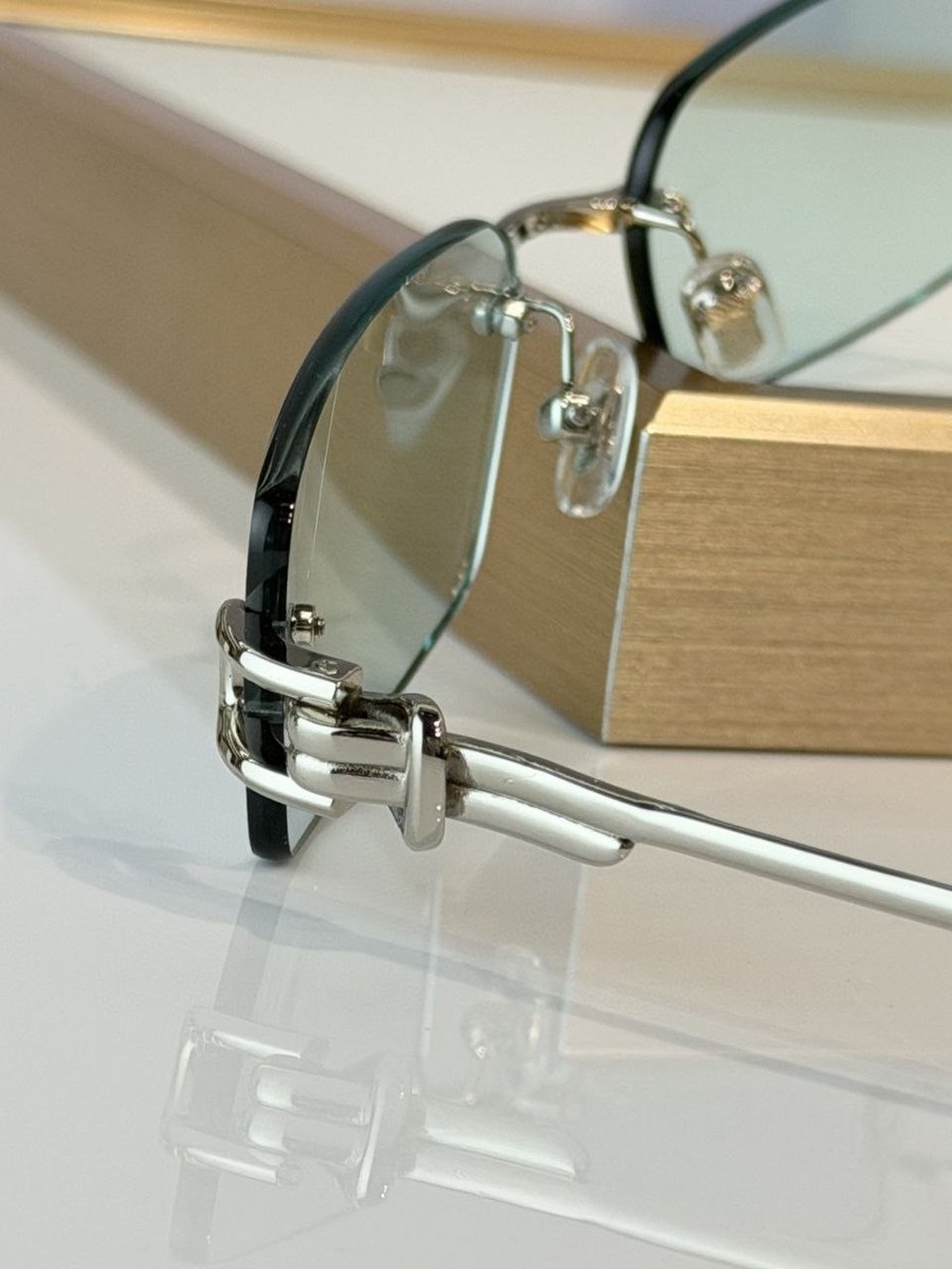 Gentle Monster Sunglasses Rimless Rectangle Blue Tint Silver Frame