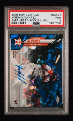 Yordan Alvarez #CSA-YA 2020 Topps Chrome Sapphire Rookie Autograph card