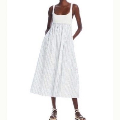 English Factory Women's Striped Sleeveless Long Maxi Dress Large White Blue  New | eBay