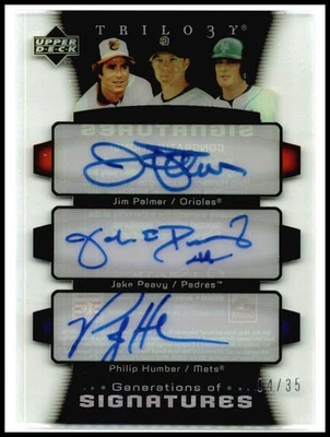 2005 Upper Deck Generations of Signatures #/35 #GENS-PPH Palmer ,Peavy, Humber - Image 1 of 2