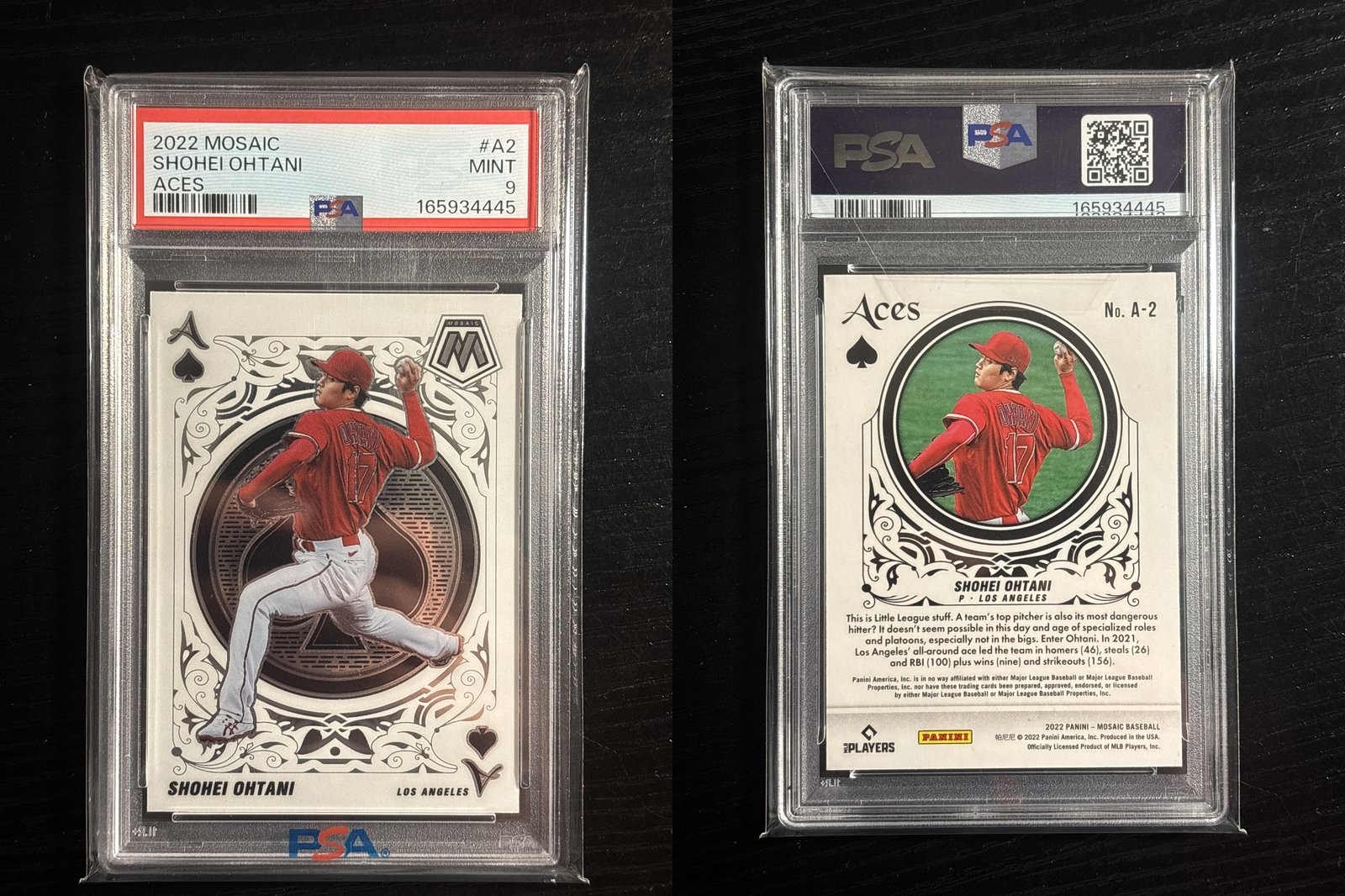2022 Panini Mosaic SHOHEI OHTANI #A-2 Aces Green Mosaic Prizm PSA 9 - Angels view 3