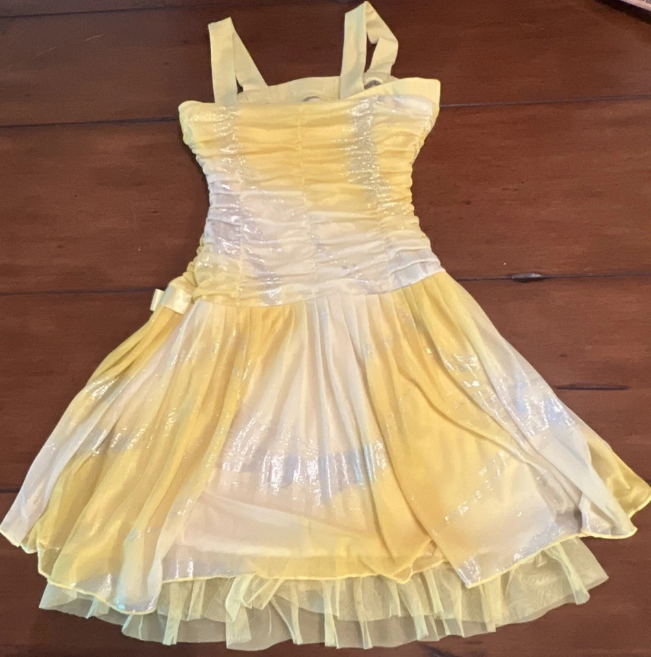 Iz Amy Byer Girls Dress Sz 7 Princess Belle Yellow Fairycore Fairytale Fantasy - Image 2 of 4