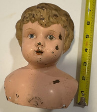 Minerva Germany Doll Bust Head Painted Face Blonde Hair Blue Eyes Light