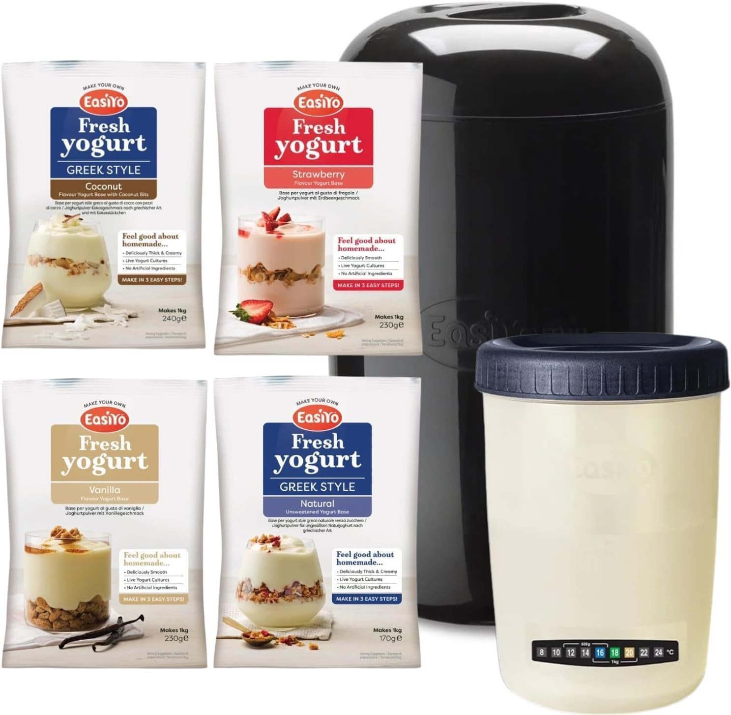 OFFERTA Yogurtiera Nera 1Kg Starter Kit | 4 Gusti Gratis | Prepara Ora