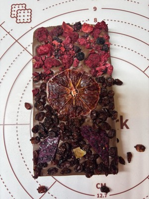 Raspberry Barberry Red Orange Dragonfruit Milk Handmade Chocolate bar,   100 g!