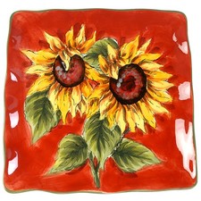Maxcera Corp Red Sunflower Square Dinner Plat...