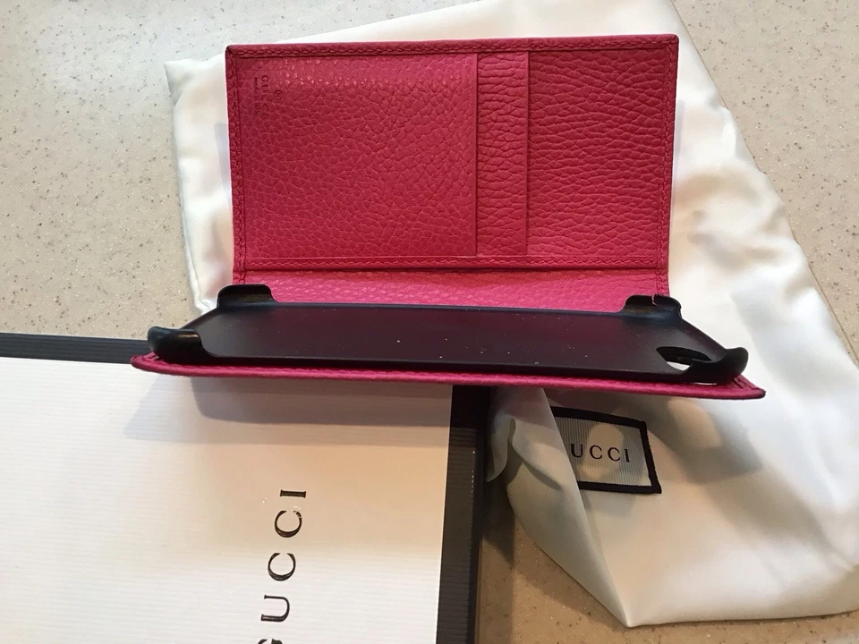 $400 AUTHENTIC GUCCI LIMITED EDITION PINK LEATHER IPHONE 7/8 CASE WALLET - Image 2 of 4