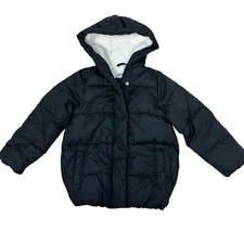 Old Navy Kids Black Puffer Jacket With Fuzzy Lining Size 6-7 Year EUC