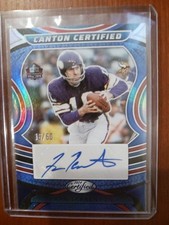 2024 Panini Certified Fran Tarkenton Canton Signatures Blue Mirror Auto #16/60