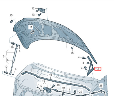 Volkswagen Transporter T6 Ant Dx Hood Hinge 7E0823302B New Original