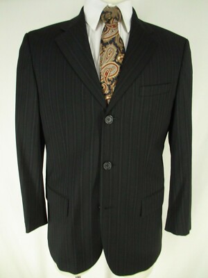Hugo Boss Adamo Grant Mens Black Stripe 3 Btn Suit 38S