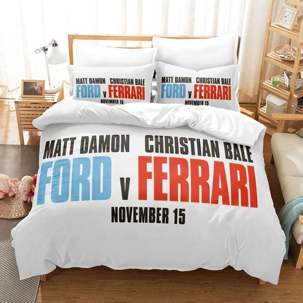 FORD V FERRARI Bedding Set Gift Quilt Duvet Cover Set 2/3Pcs