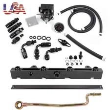 Adjustable Black Fuel Pressure Regulator Kit Oil 0-100psi Gauge-6AN+Fuel Rail