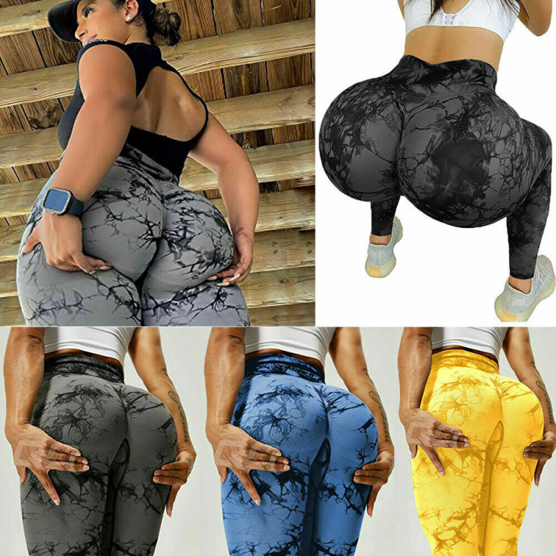 Women TikTok Butt Lift Leggings Anti-Cellulite High Waist Tie Dye Yoga Pants