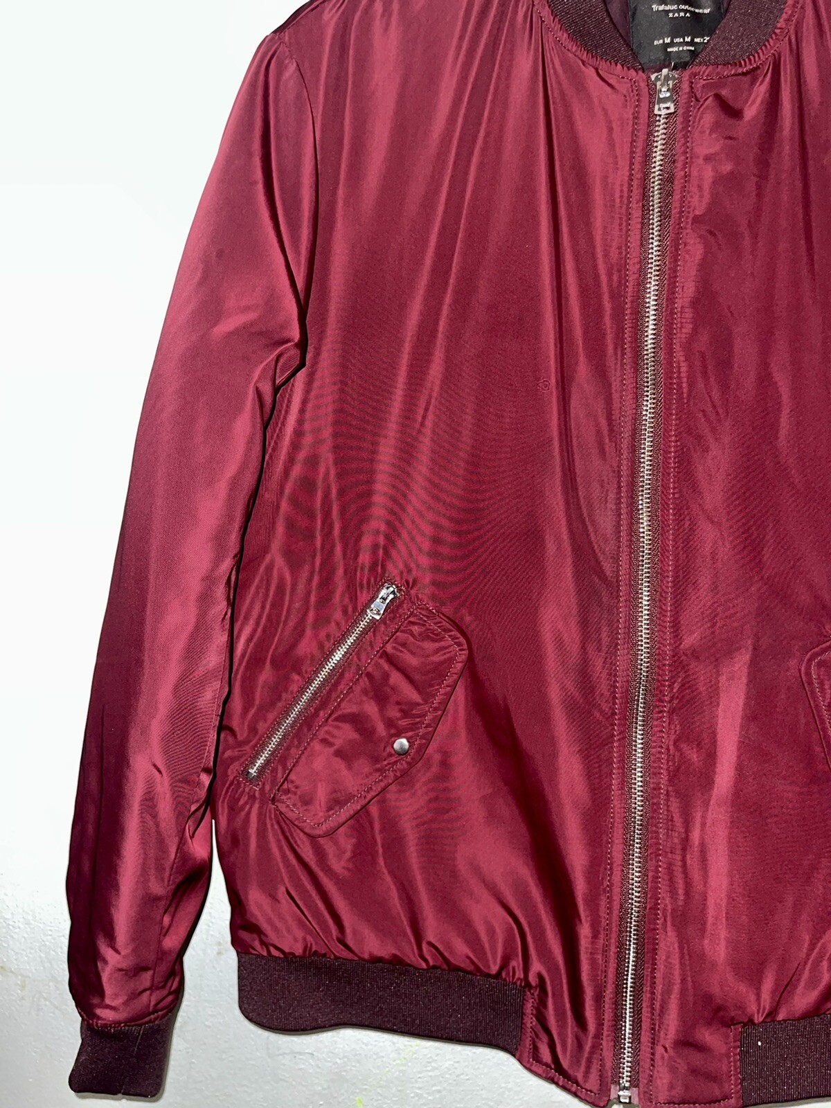 ZARA MAN BOMBER JACKET BURGUNDY SLIM FIT M Gem