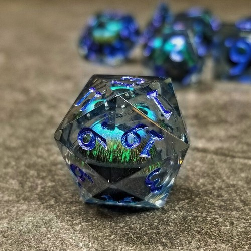 Sage's Eye of the Beast Jiggling Blue Liquid Core Polyhedral Dice Set Dnd RPG - Picture 2 of 10