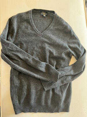 Club Room Luxury Mens Medium M 100% Cashmere Gray V Neck