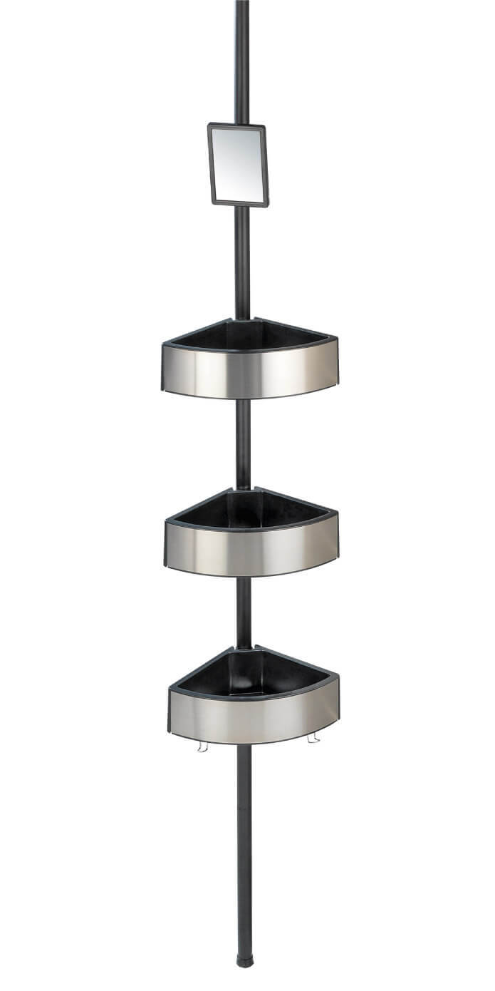 WENKO Premium Big Black Edelstahl Teleskop-Duschecke - Silber 