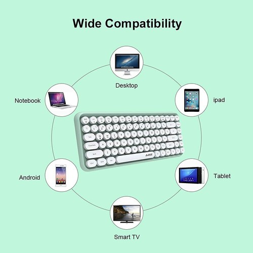 Portable Bluetooth Colorful Computer Keyboards Wireless Mini Compact Retro 84Key - Picture 12 of 18