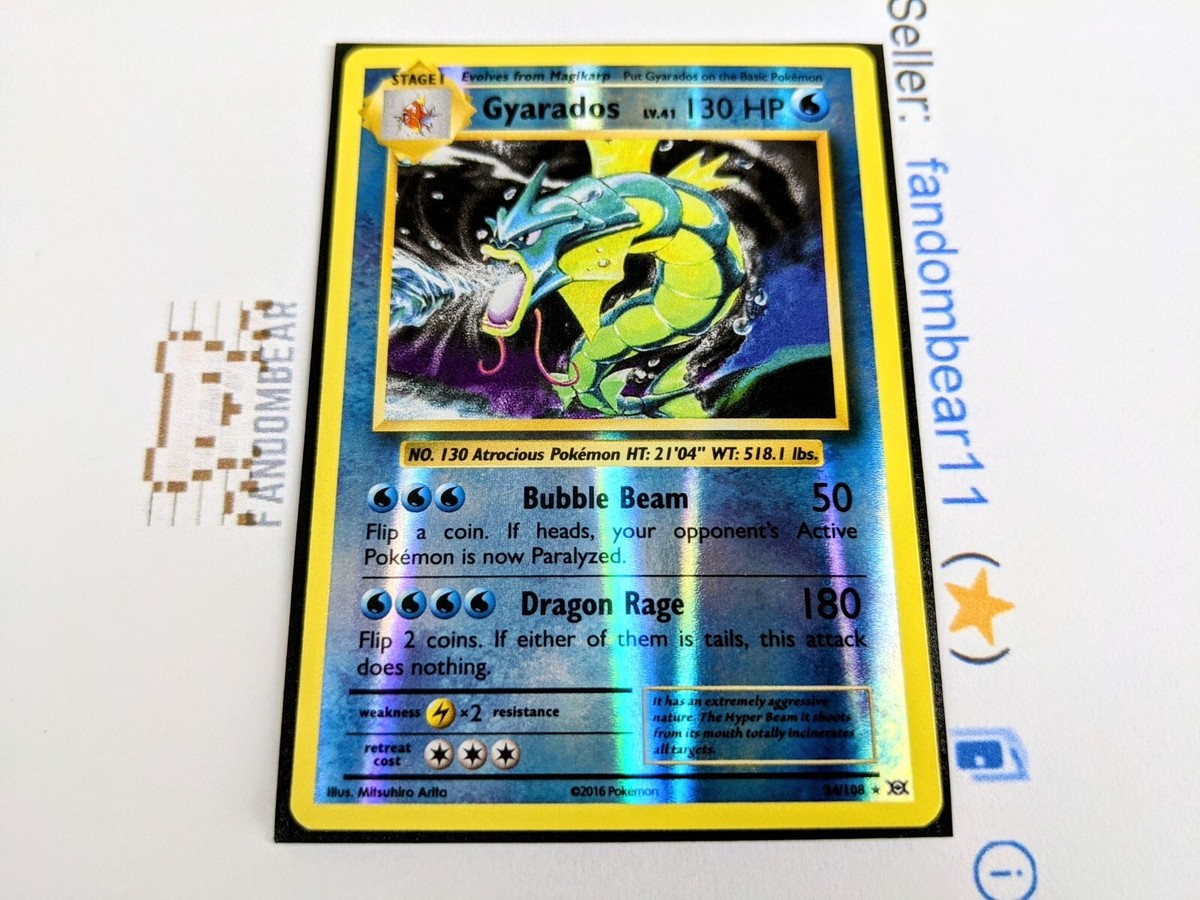 Gyarados REVERSE HOLO RARE card 34/108 XY Evolutions Pokemon 2016