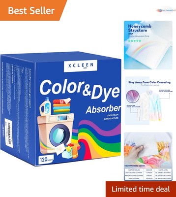 Eco-Friendly Unscented Laundry Sheets - 120 Color Absorbers for Sensitive Skin