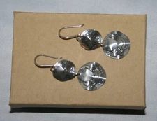 Silpada Etched Cha-Cha Disk Sterling Silver Dangle Drop Earrings W2057