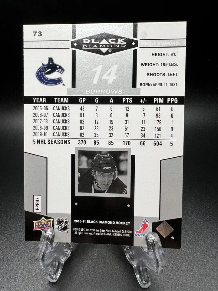 2010-11 Upper Deck Black Diamond - Alexandre Burrows #73 - Image 2 of 2