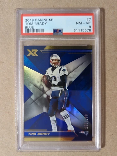 2019 Panini XR Tom Brady Blue Parallel 190/199 PSA 8