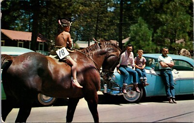 PC Indian Dressed Child on Horseback Old Miner's Week Big Bear Lake California
