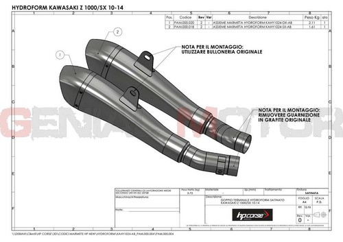 2 exhaust tubes hp Corse Hydroform black Kawasaki Z 1000 - Sx 2011 11 - Picture 5 of 5