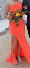Womens Dave & Johnny Orange Prom Dress One Shoulder Cut Out Great Condition