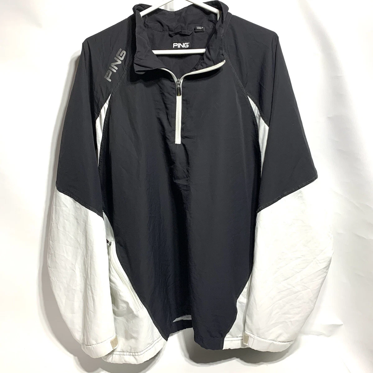 PING Golfing Jacket Windbreaker Mens Size XL Black White Golf