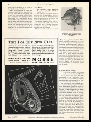 1937 Morse Chain Company Silent Timing Chains Ithaca New York Vintage Print Ad