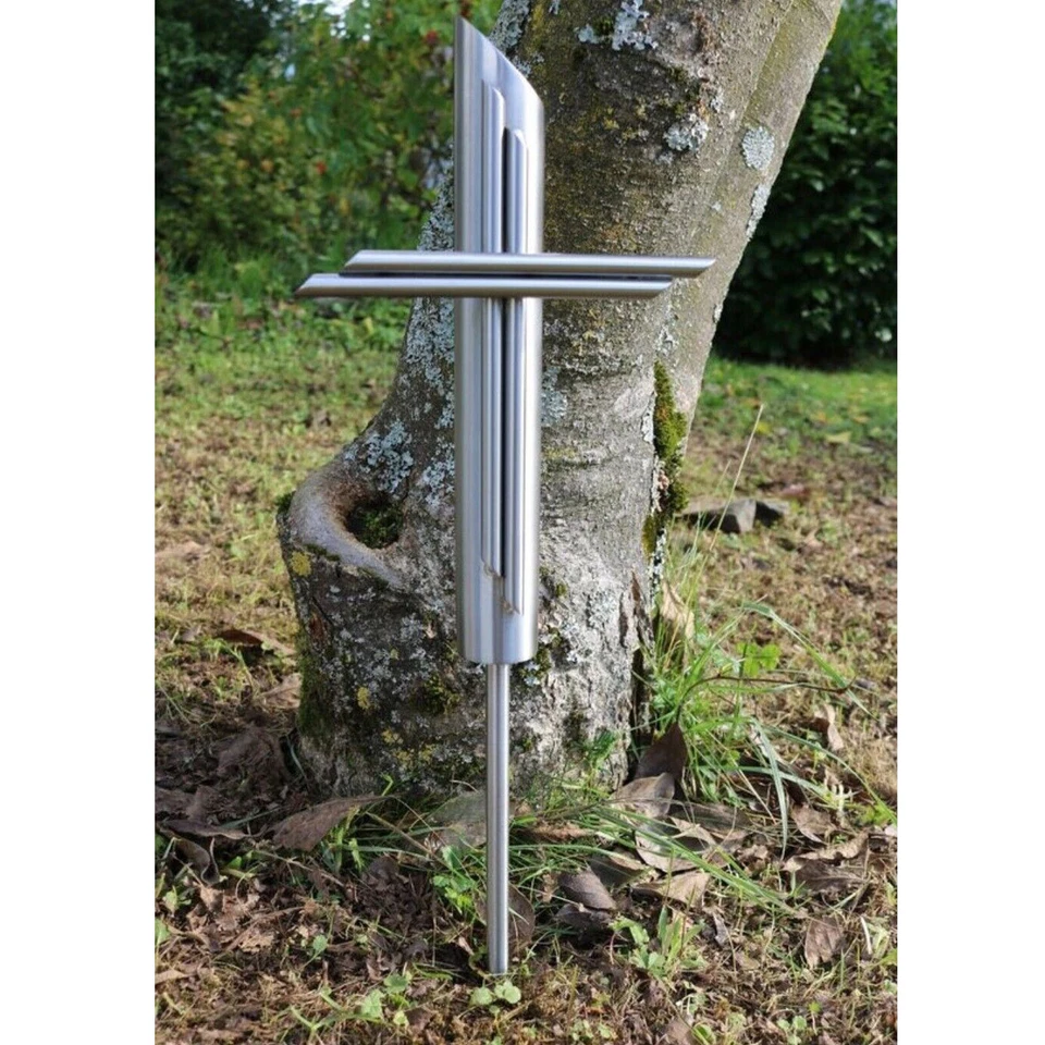 Grabvase Edelstahl mit Kreuz Vase Friedhofsvase Beerdigung Trauer GVK-55 - Bild 3 von 4