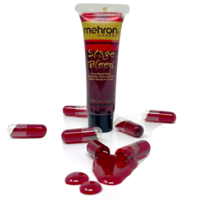 Mehron Stage Blood- Bright Arterial-Theatrical Makeup-Fake Blood With 6 Capsules